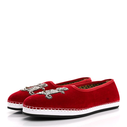 Gucci Velluto Marmara Pearl Embellished Mens Loafer 8.5 Red 4 of 11