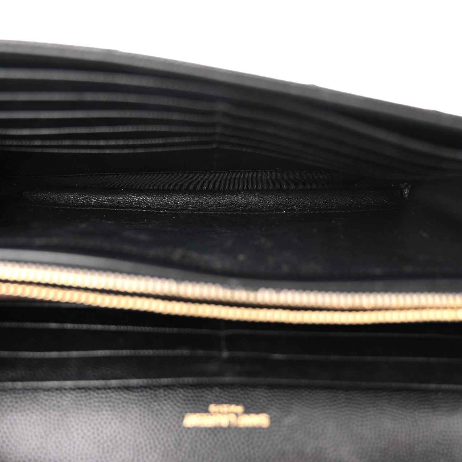Saint Laurent Grain De Poudre Matelasse Chevron Monogram Chain Wallet Black 5 of 10