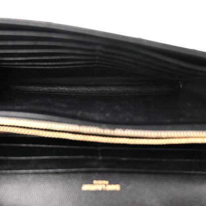 Saint Laurent Grain De Poudre Matelasse Chevron Monogram Chain Wallet Black 5 of 10