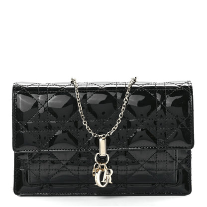 Christian Dior Patent Cannage Lady Dior Chain Pouch Black 1 of 10