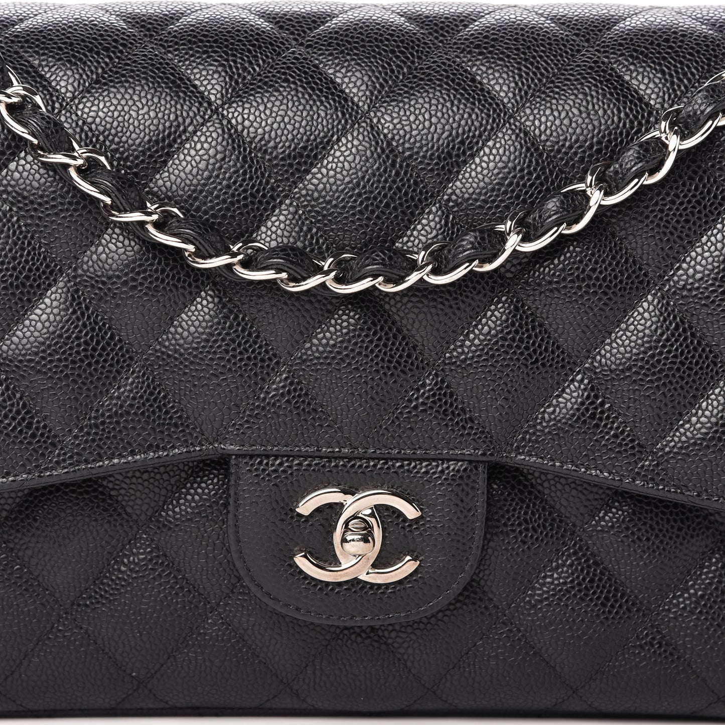 Caviar Quilted Jumbo Double Flap Black