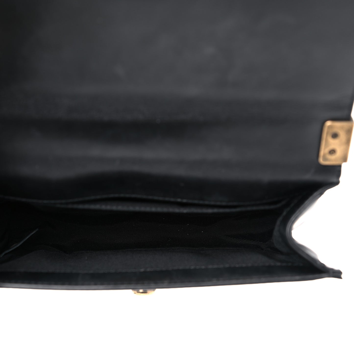 Glazed Calfskin Medium Boy Flap Black