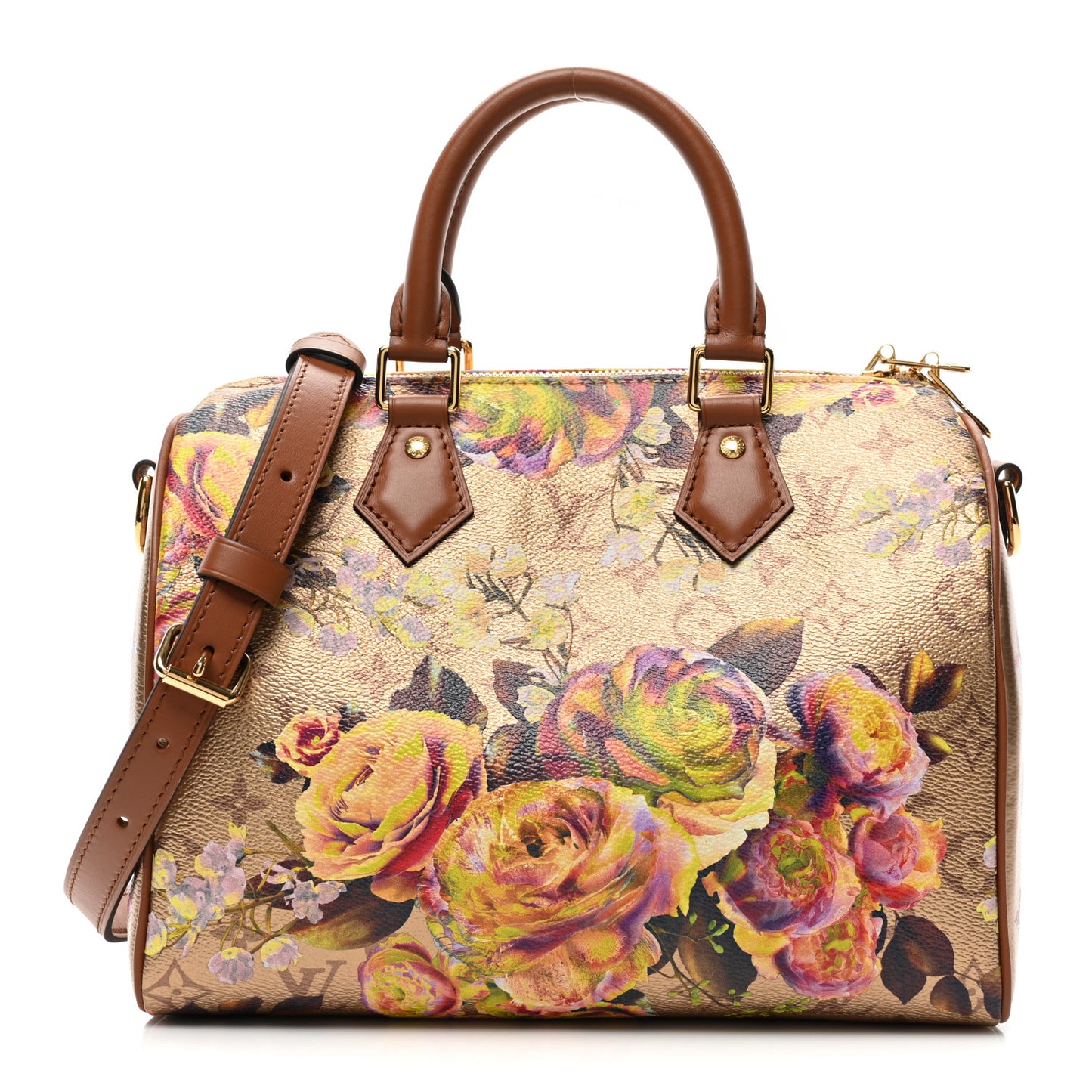 Metallic Monogram LV Garden Speedy Bandouliere 25 Gold