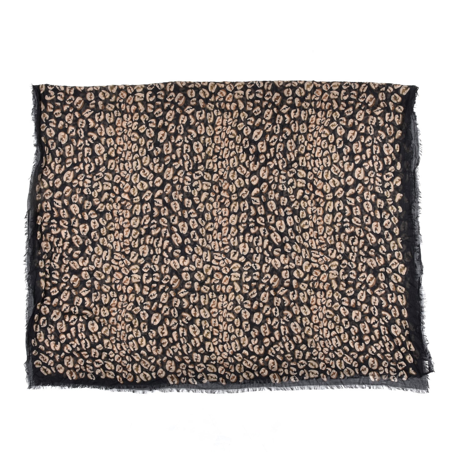 Silk FF Splash Stole Scarf Black Brown