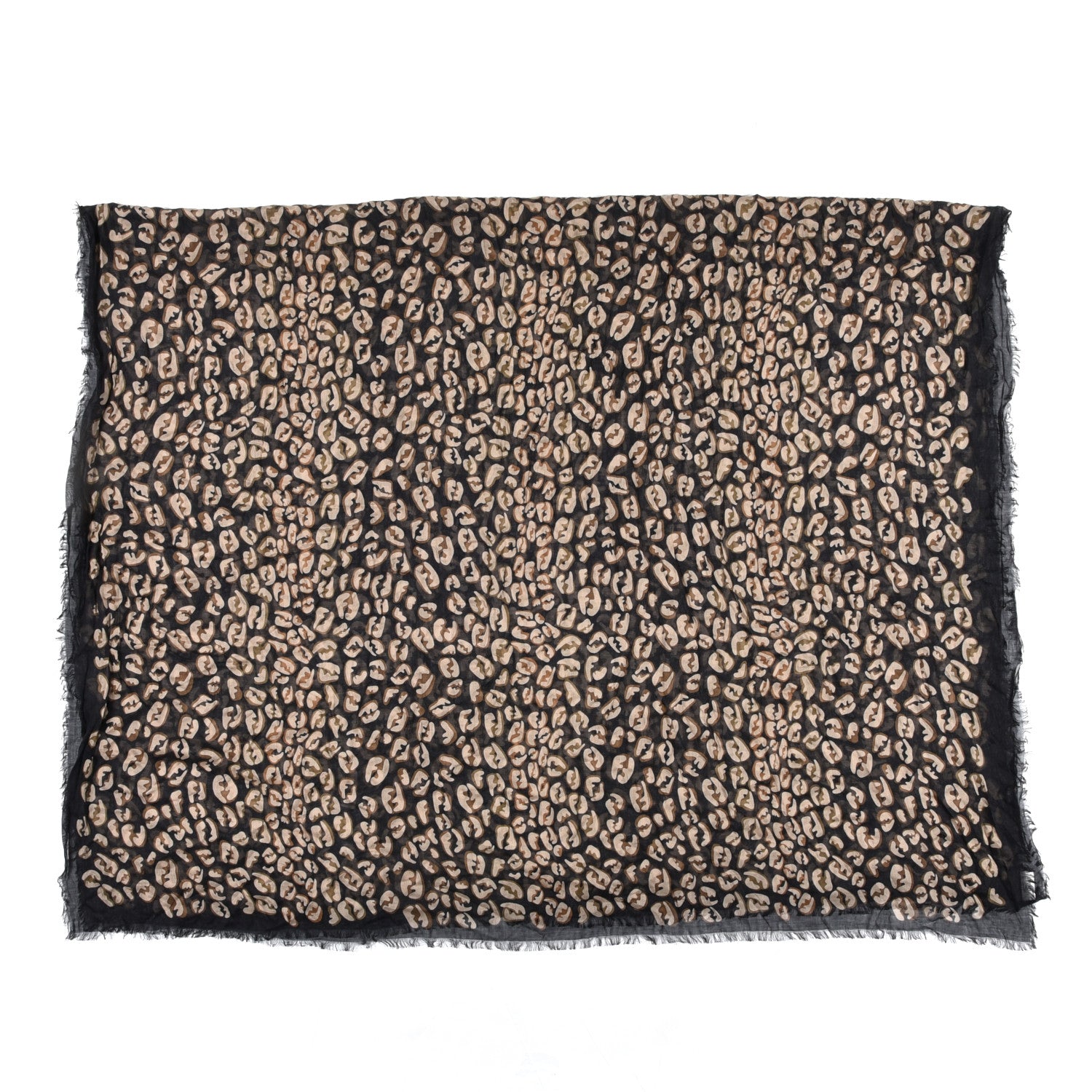 Fendi Silk FF Splash Stole Scarf Black Brown 1 of 3