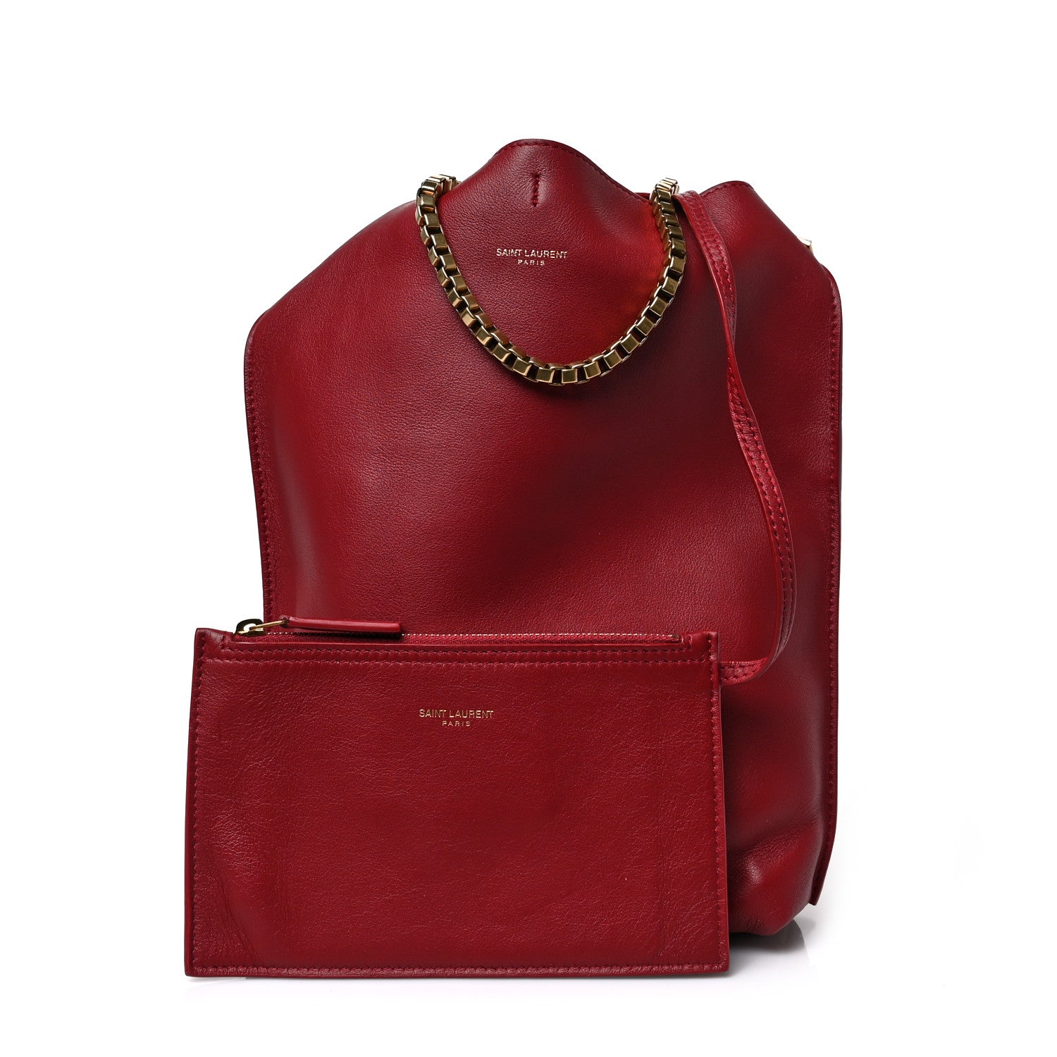 Saint Laurent Smooth Calfskin Small Suzanne Hobo Red 1 of 8