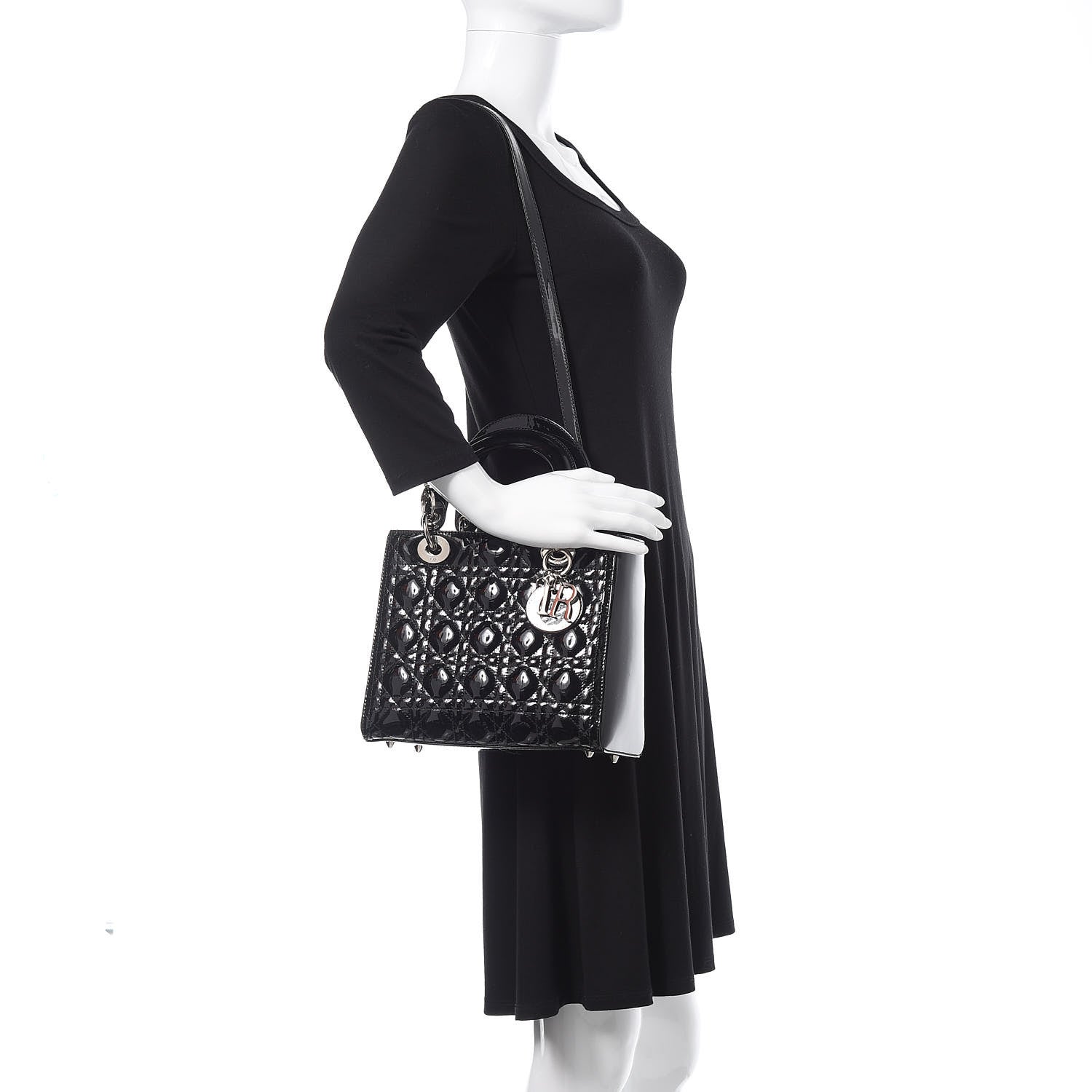 Christian Dior Patent Cannage Medium Lady Dior Black 2 of 11
