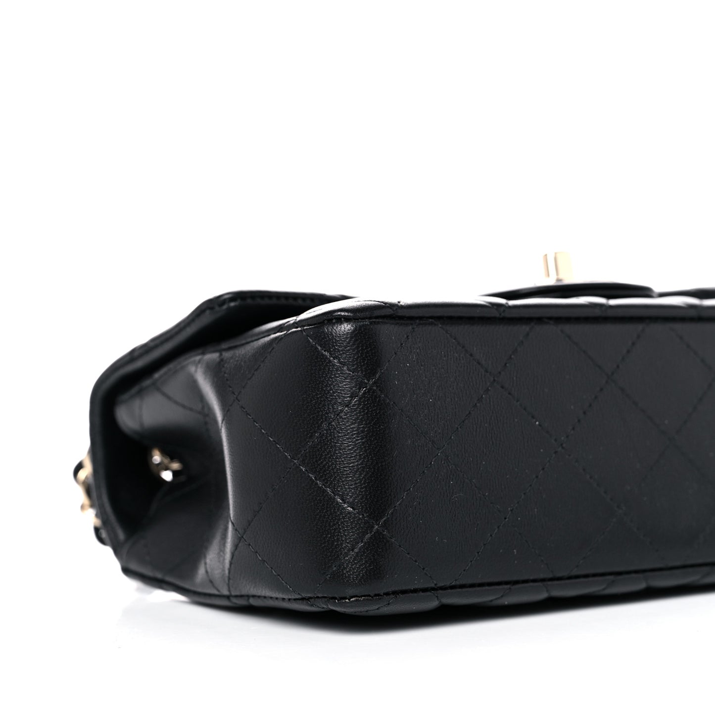 Lambskin Quilted Mini Rectangular Flap Black