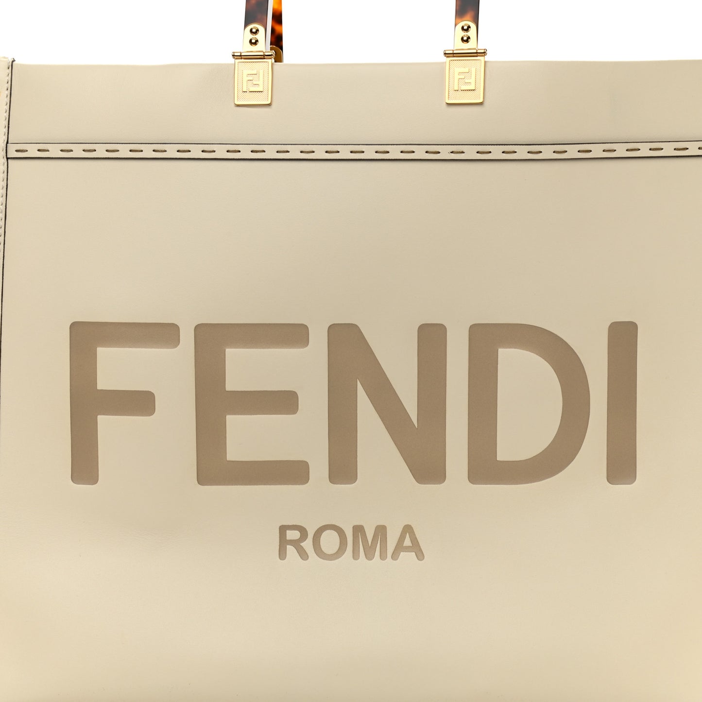 Vitello King Plexiglass Logo Embossed Large Fendi Sunshine Shopper Tote White Ice