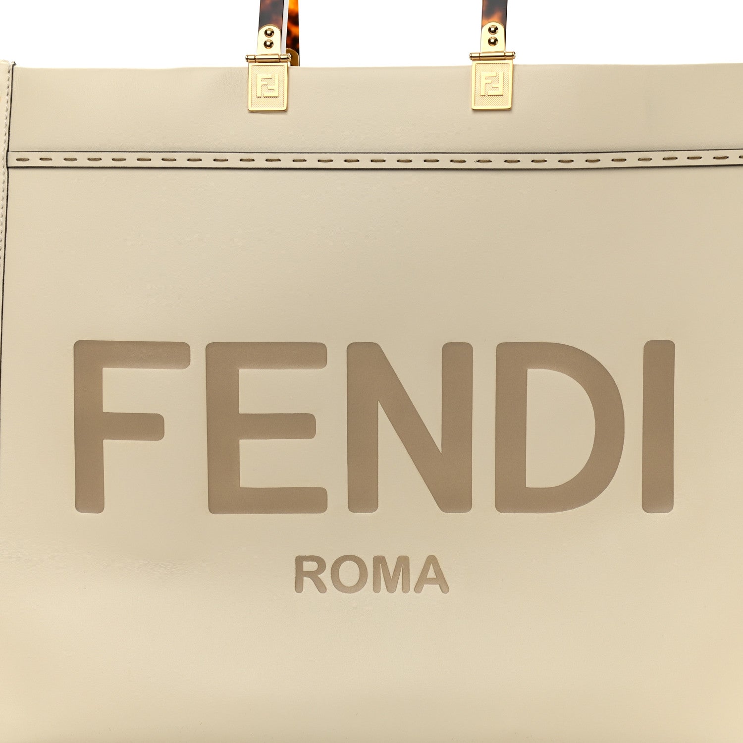Fendi Vitello King Plexiglass Logo Embossed Large Fendi Sunshine Shopper Tote White Ice 8 of 11