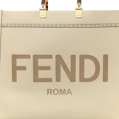 Fendi Vitello King Plexiglass Logo Embossed Large Fendi Sunshine Shopper Tote White Ice 8 of 11