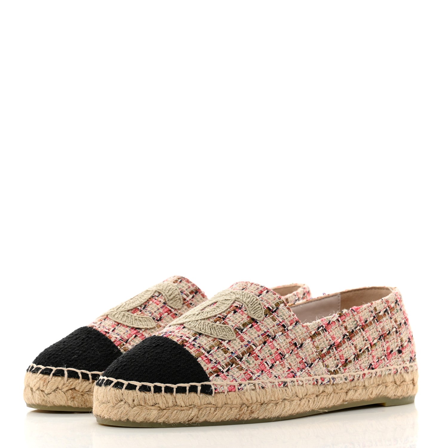 Chanel Tweed CC Espadrilles 40 Pink Black 3 of 9