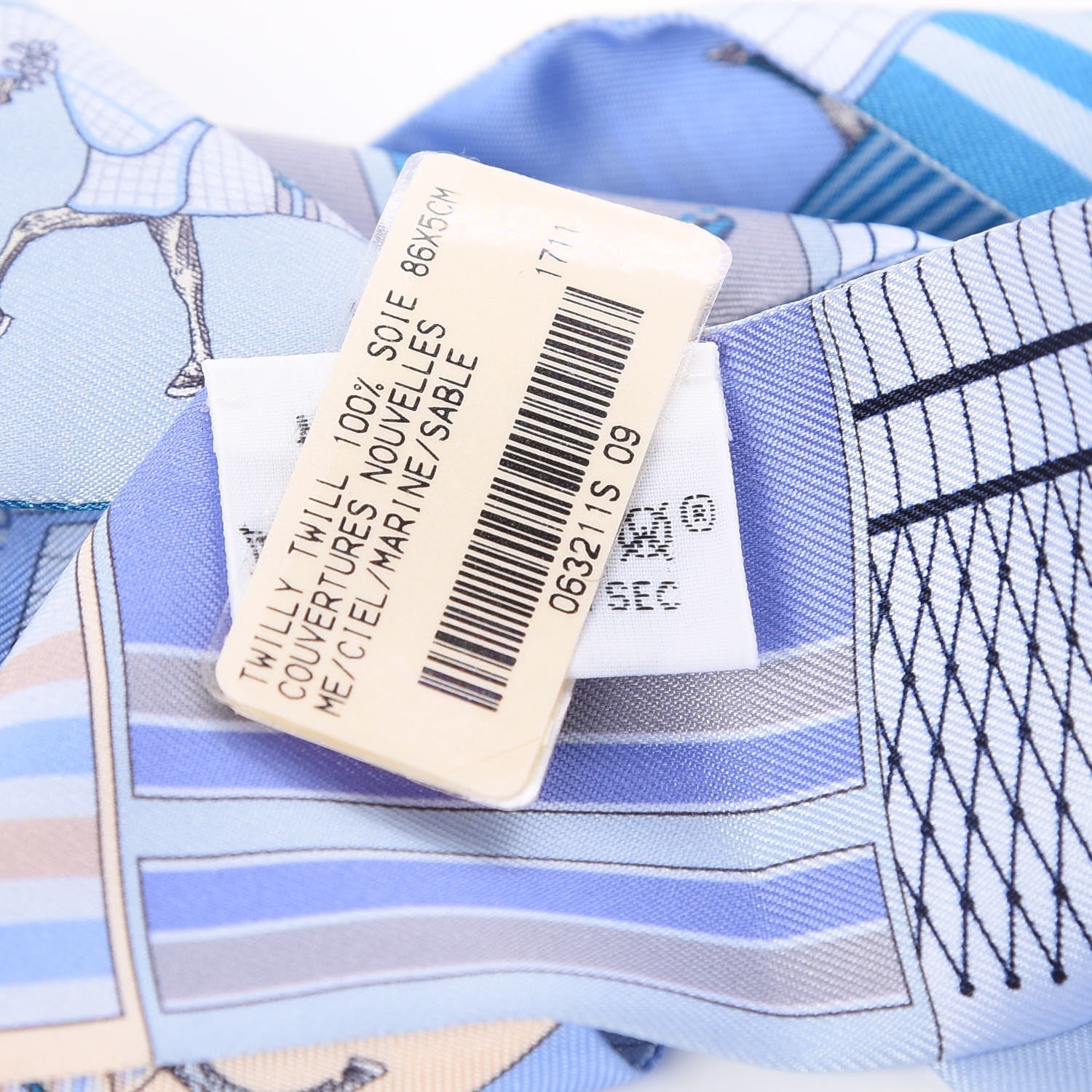 Hermes Silk Couvertures Nouvelles Twilly Menthe Ciel Marine Sable 3 of 4
