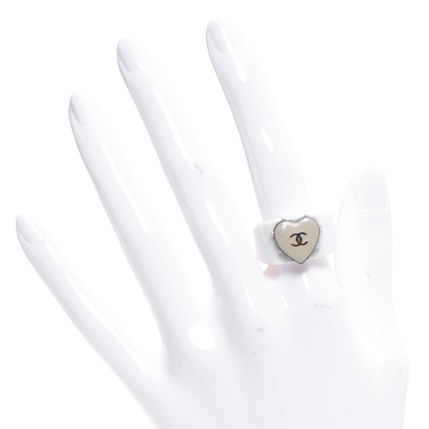 Resin Pearl CC Heart Ring 7
