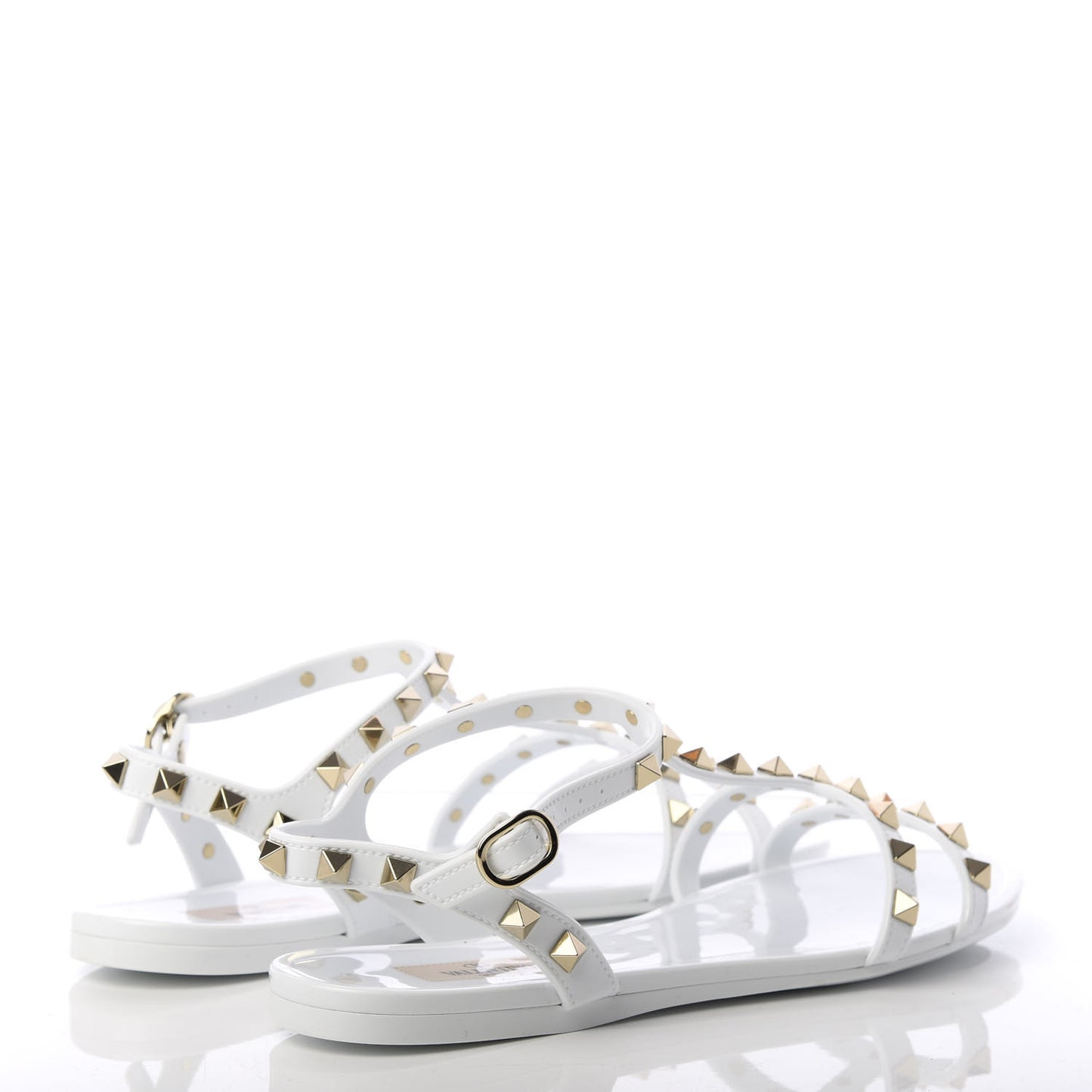 PVC Jelly Rockstud Caged Sandals 39 Optic White