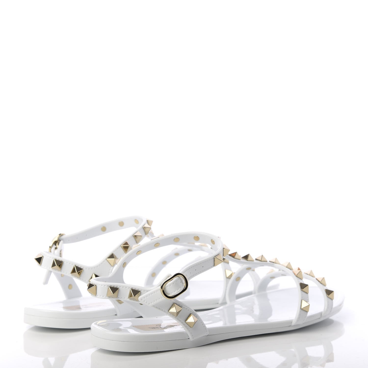 Valentino Garavani PVC Jelly Rockstud Caged Sandals 39 Optic White 4 of 11