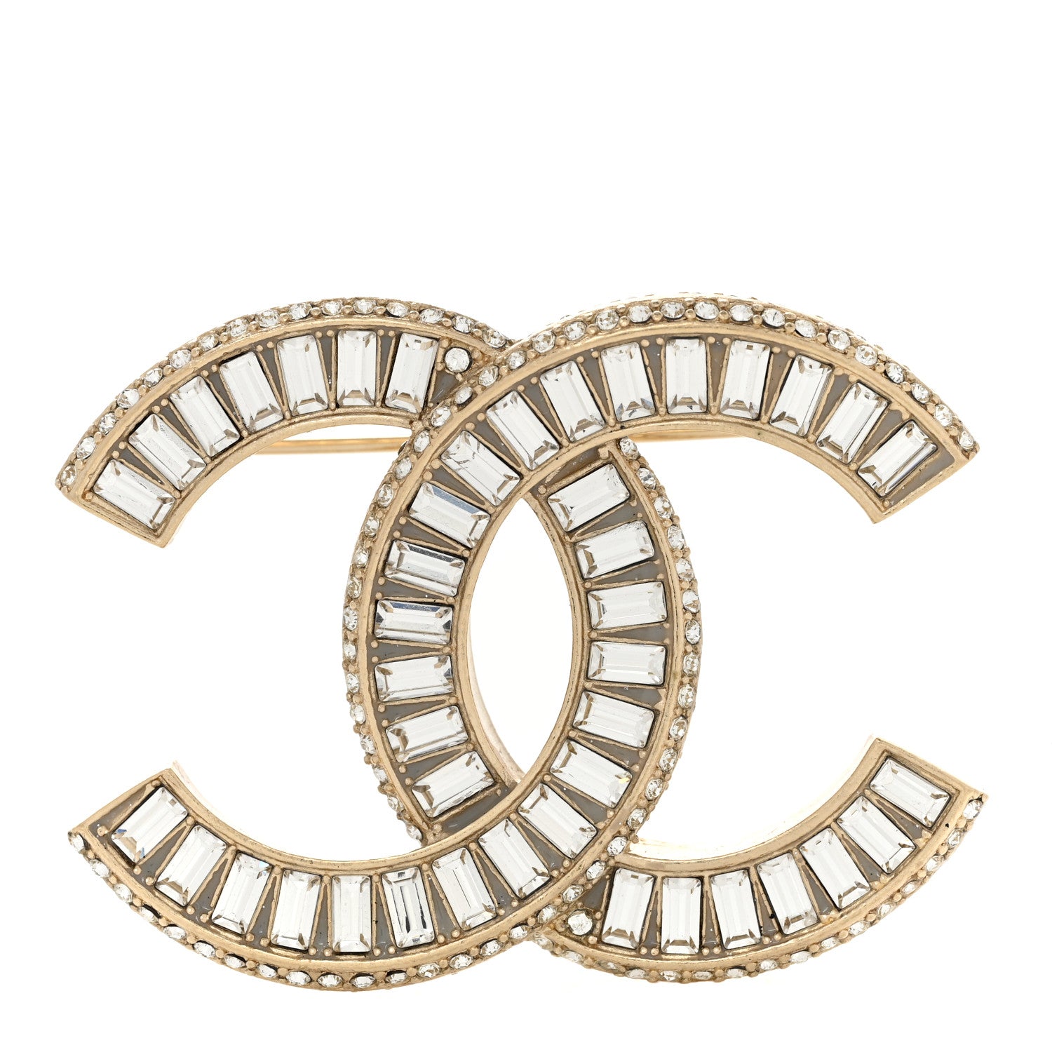 Chanel Baguette Crystal CC Brooch Gold 1 of 4