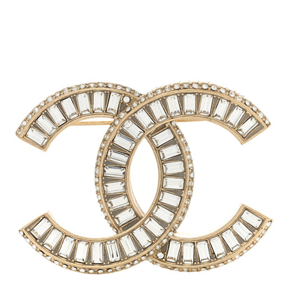 Chanel Baguette Crystal CC Brooch Gold 1 of 4
