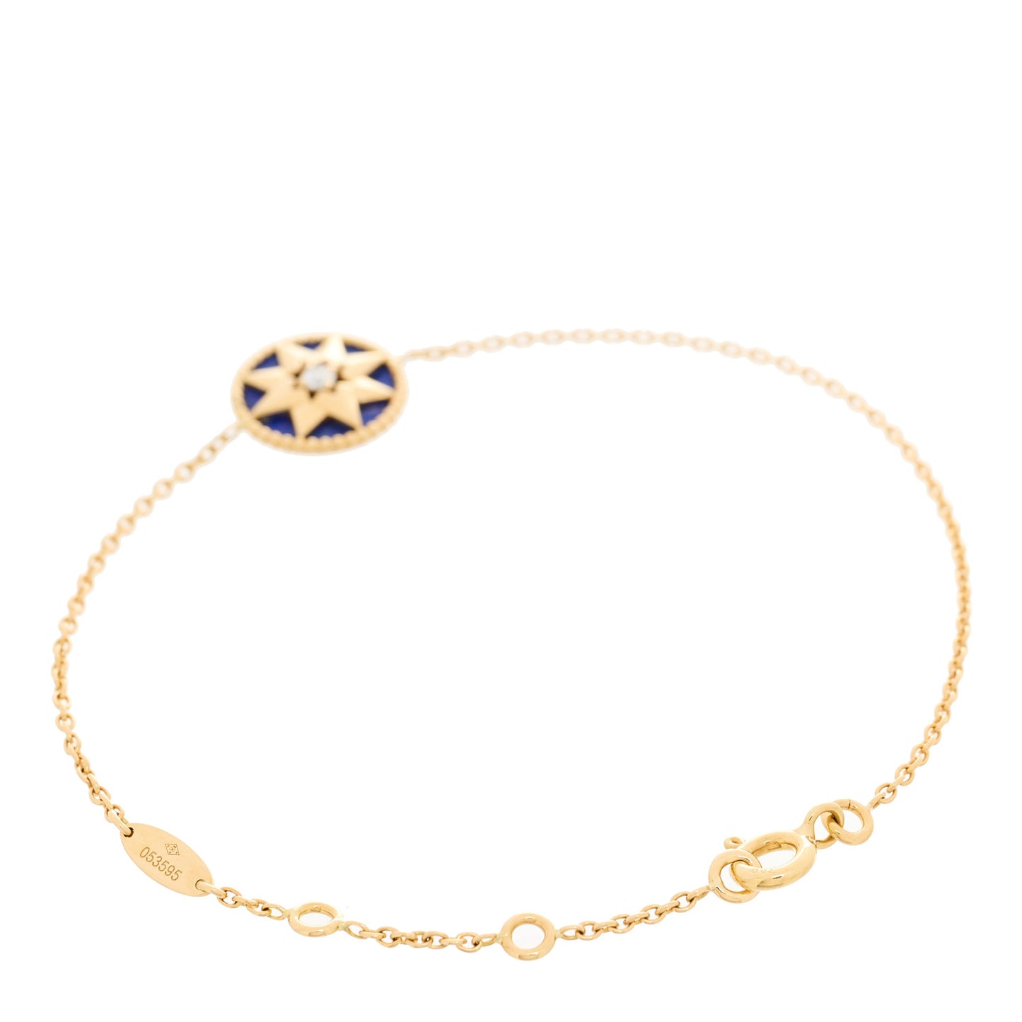 18K Yellow Gold Lapis Lazuli Diamond Rose Des Vents Bracelet