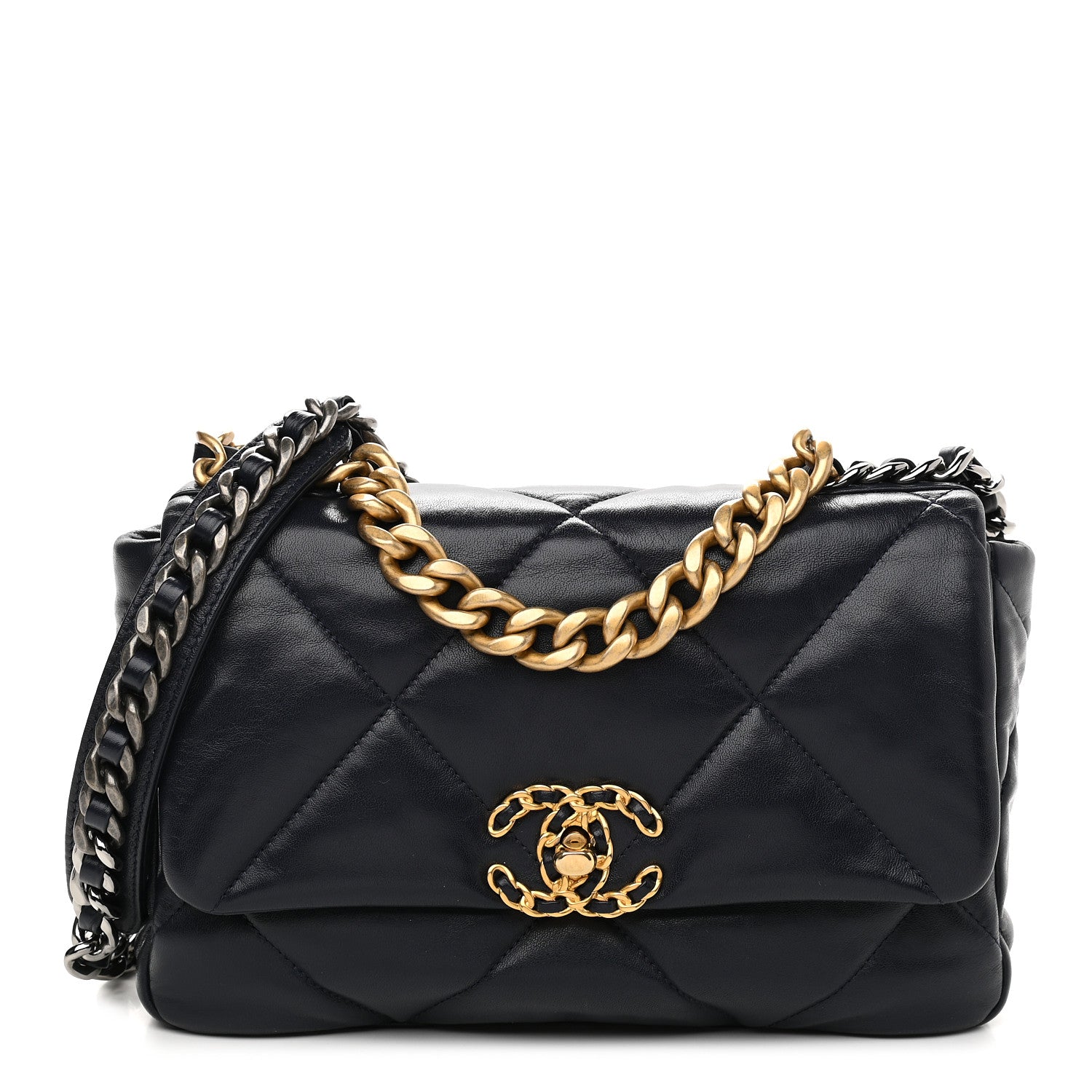 Chanel Lambskin Quilted Medium Chanel 19 Flap Navy Blue 1 of 11