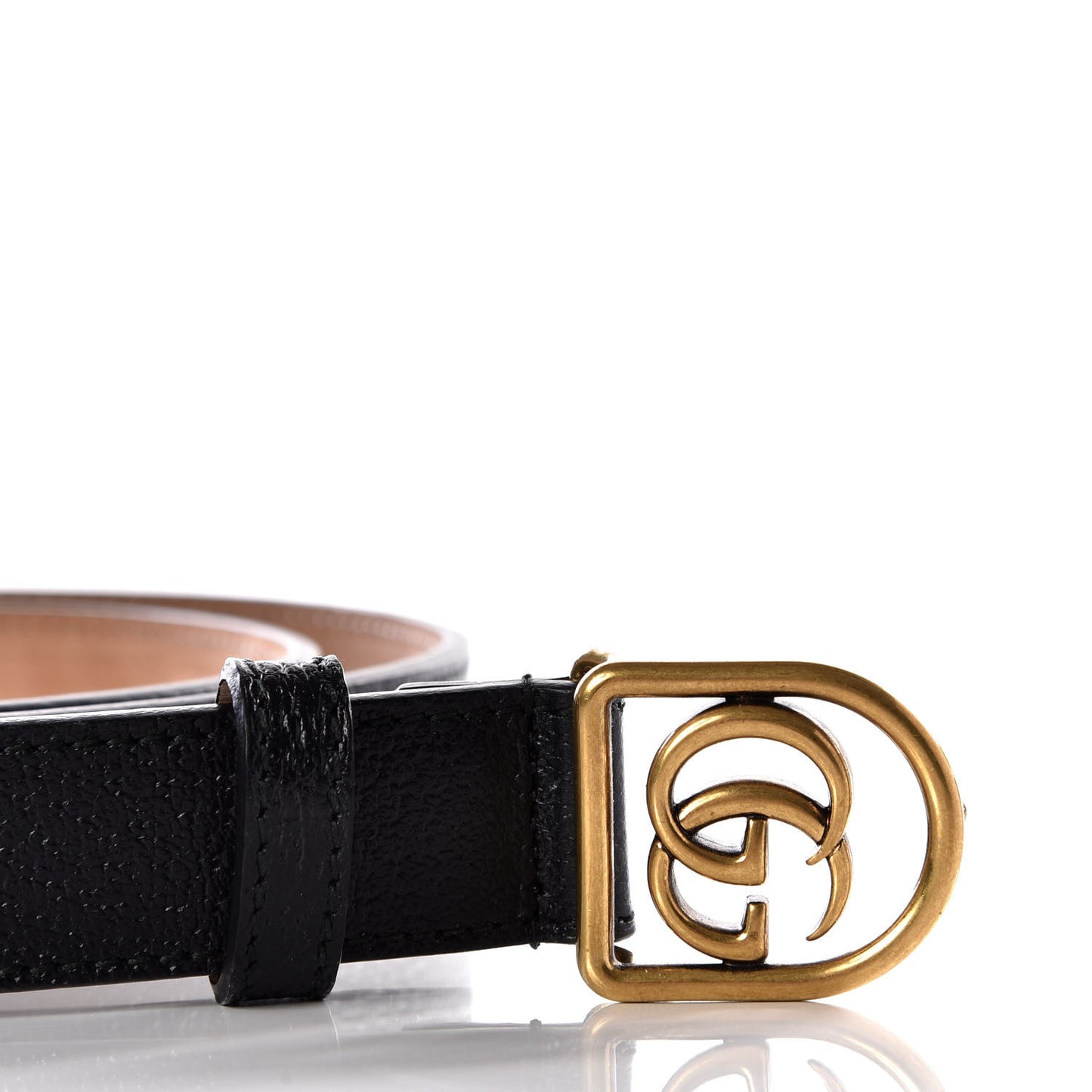 Calfskin Framed Double G Belt 100 40 Black