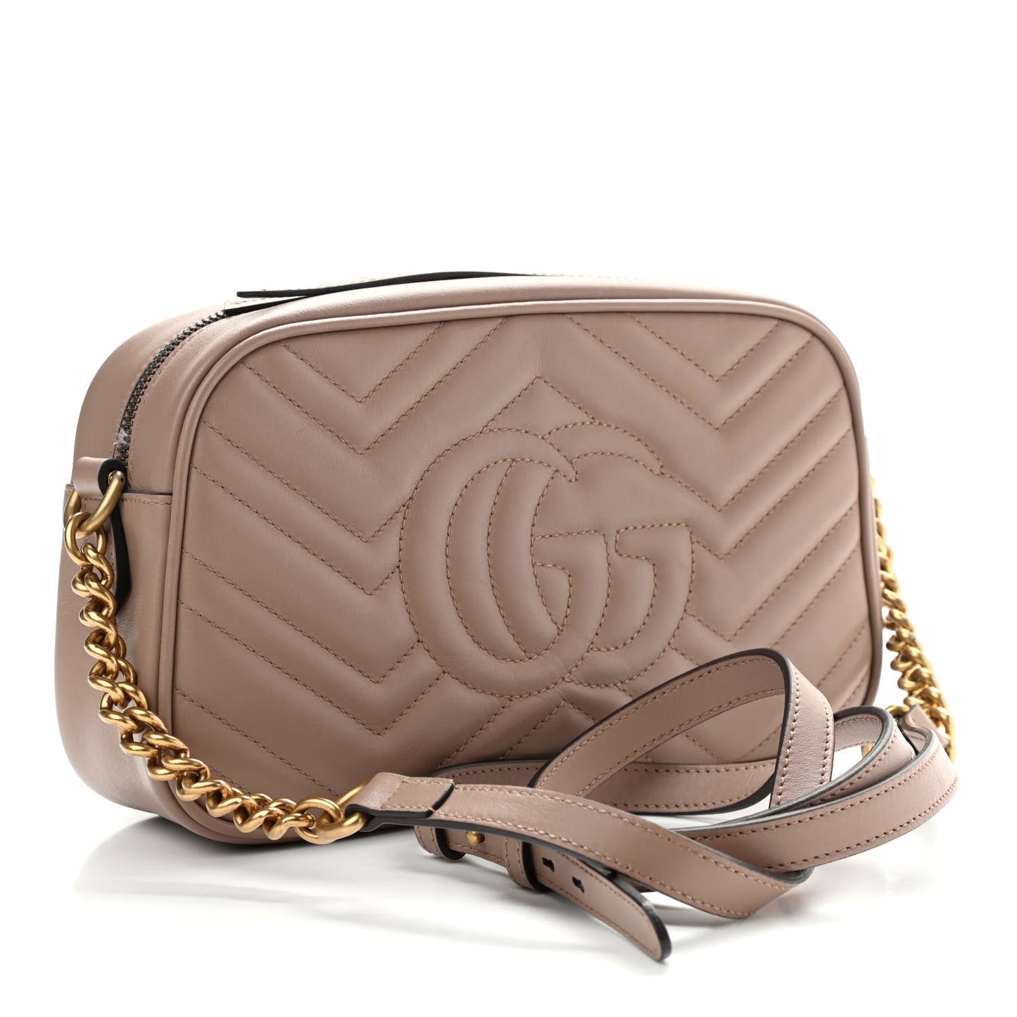 Calfskin Matelasse Small GG Marmont Chain Shoulder Bag Porcelain Rose