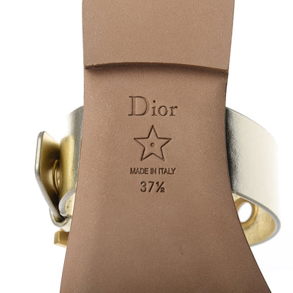 Christian Dior Laminated Calfskin D-Dior Slide Flat Sandals 37.5 Pale Gold 8 of 10
