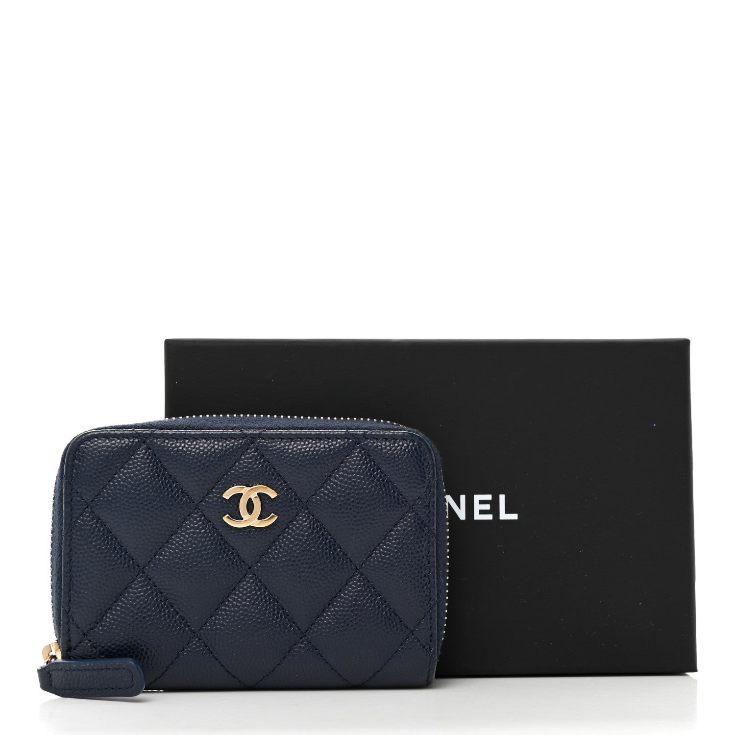 Chanel Caviar Quilted Zip Card Holder Navy 8 of 8