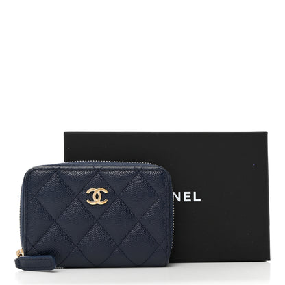 Chanel Caviar Quilted Zip Card Holder Navy 8 of 8