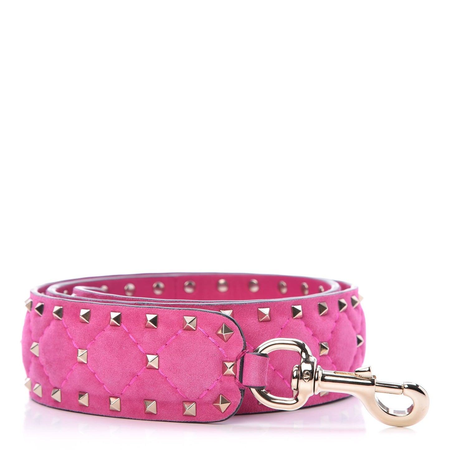 Suede Rockstud Spike Shoulder Strap Bright Fuxia