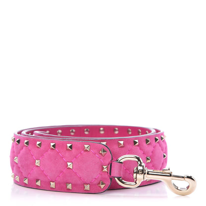 Valentino Garavani Suede Rockstud Spike Shoulder Strap Bright Fuxia 1 of 4