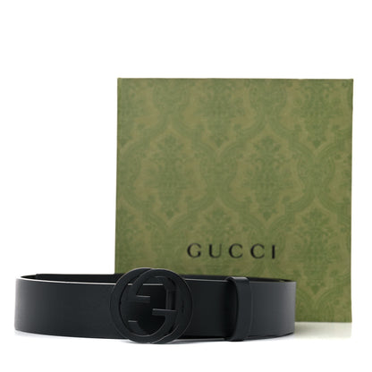 Gucci Selleria Calfskin Monochrome Interlocking G 37mm Belt 90 36 Black 5 of 5