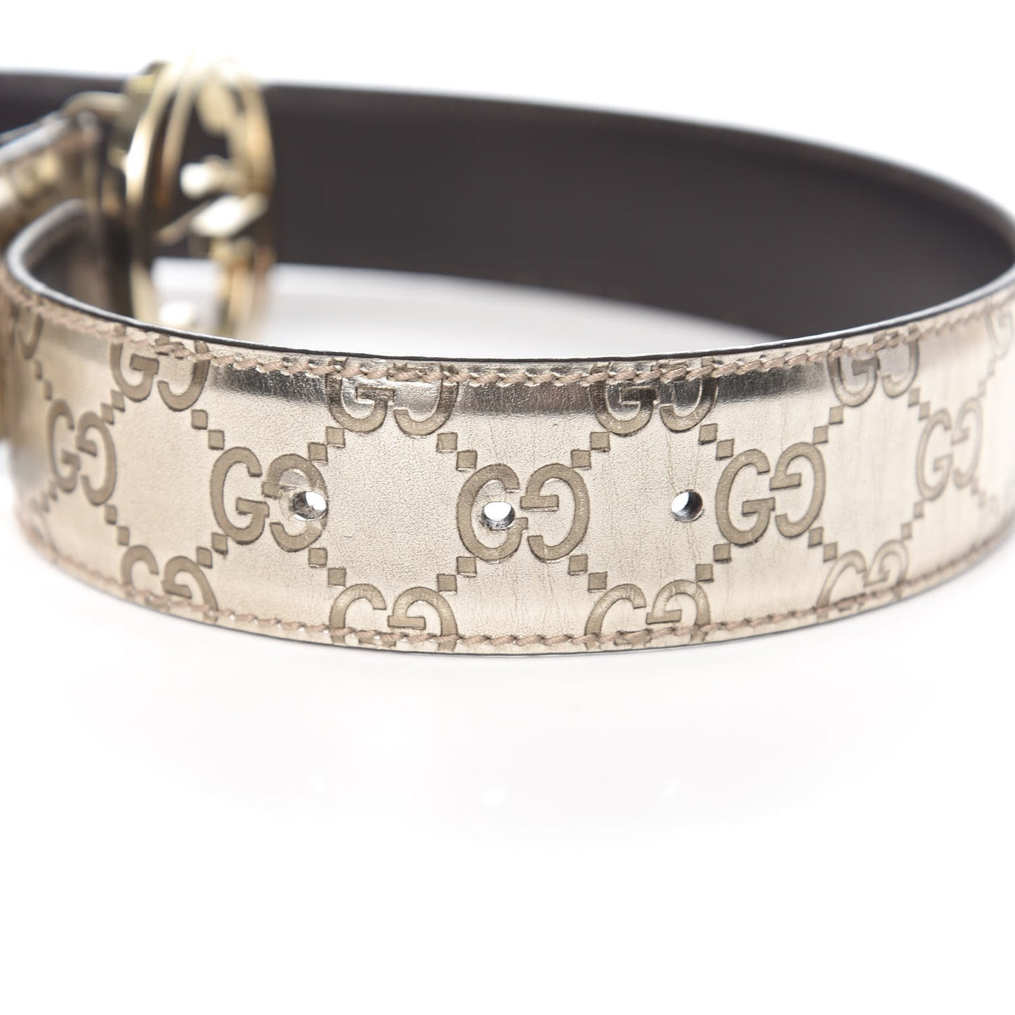 Metallic Guccissima Interlocking G Belt 80 32 Gold