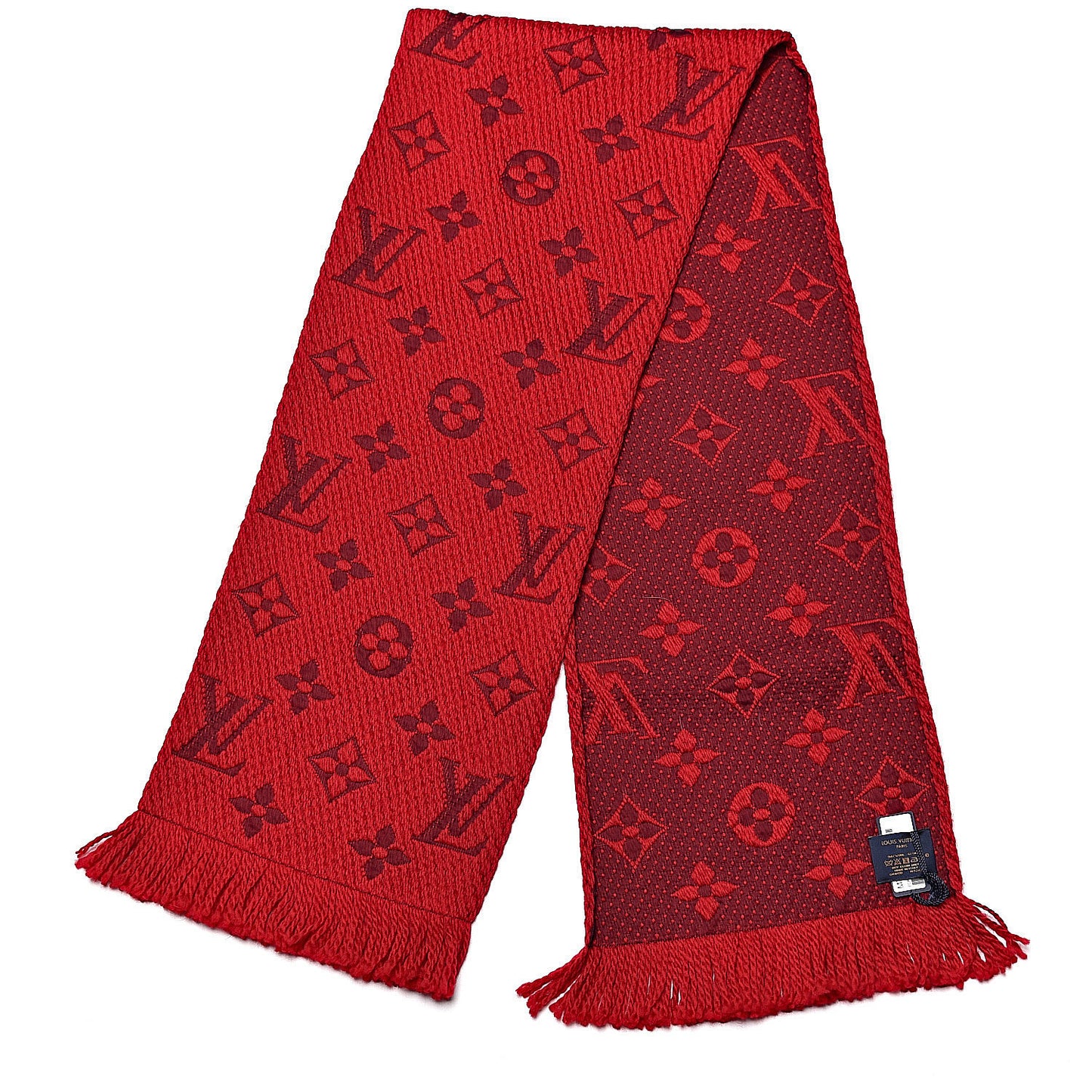Wool Silk Logomania Scarf Rubis