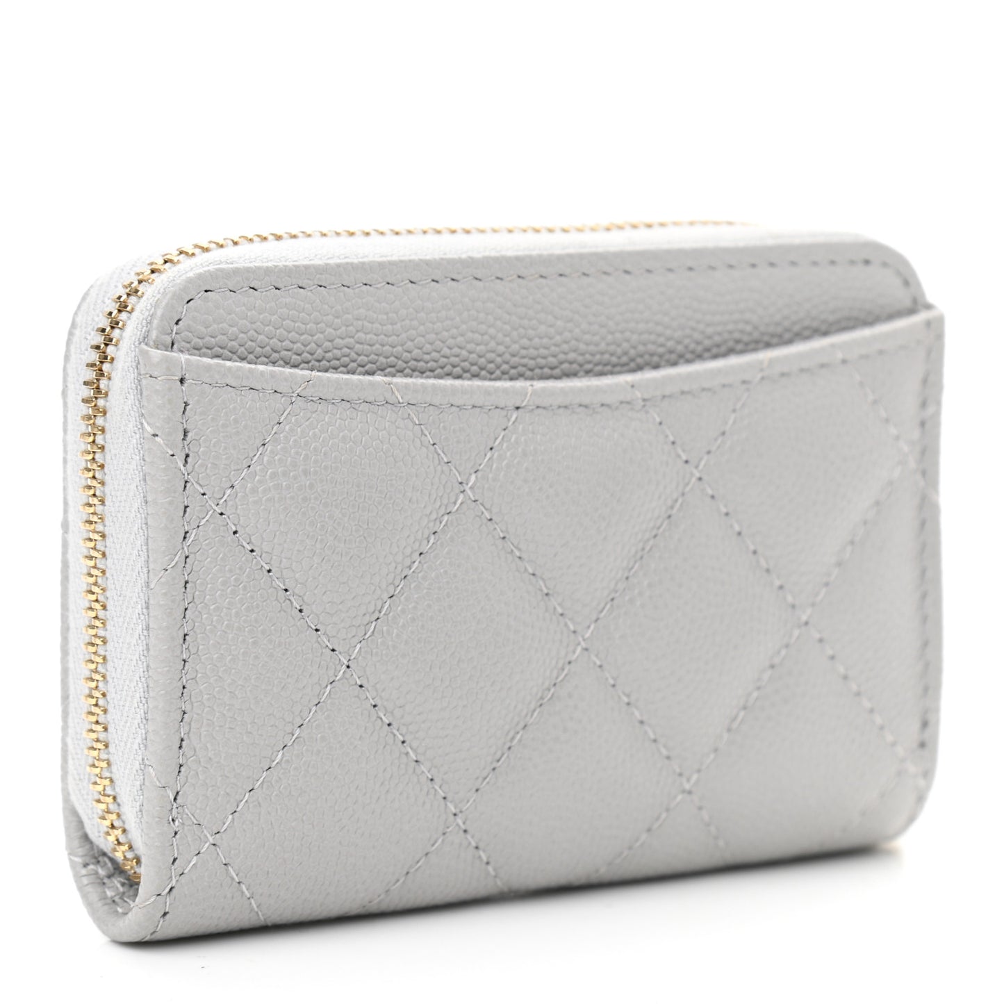 Caviar Quilted Zip Coin Purse Grey