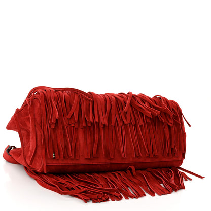 Gucci Suede Bamboo Fringe Medium Shopper Tote Red 4 of 11