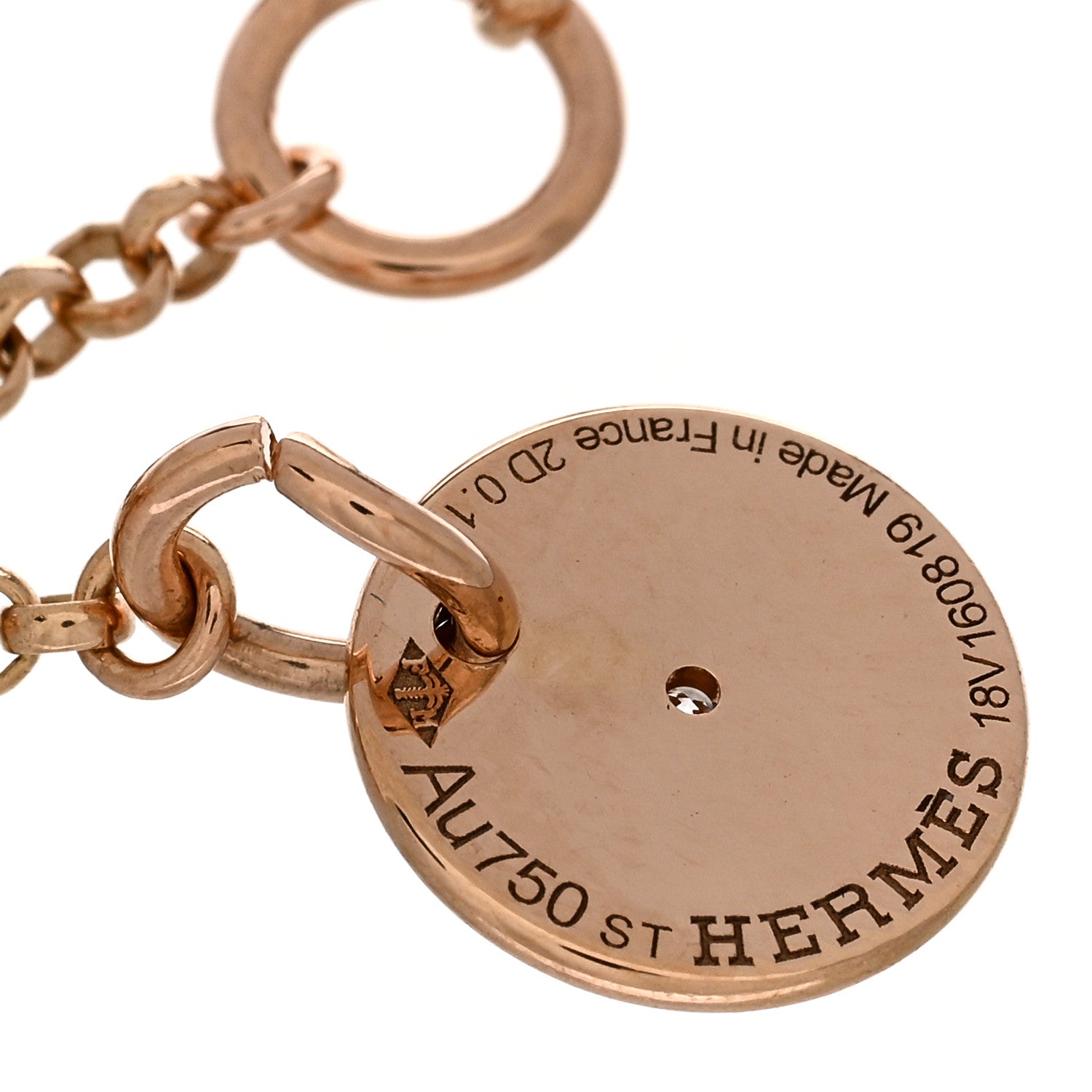 Hermes 18K Rose Gold Diamond Gambade Bracelet ST 3 of 3