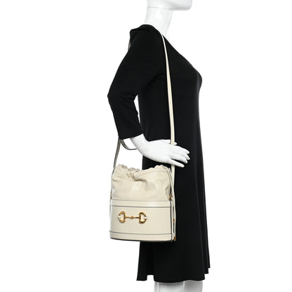 Gucci Azalea Sakai Calfskin Horsebit 1955 Drawstring Bucket Bag Mystic White 2 of 10