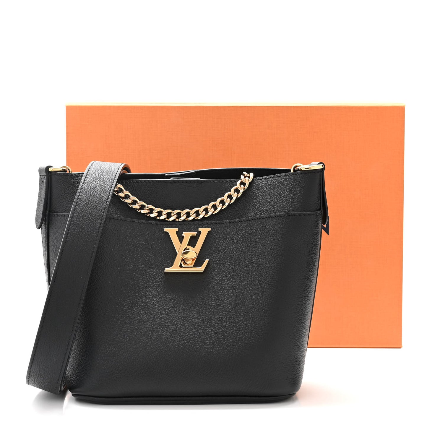 Calfskin Lock and Walk Bucket Black