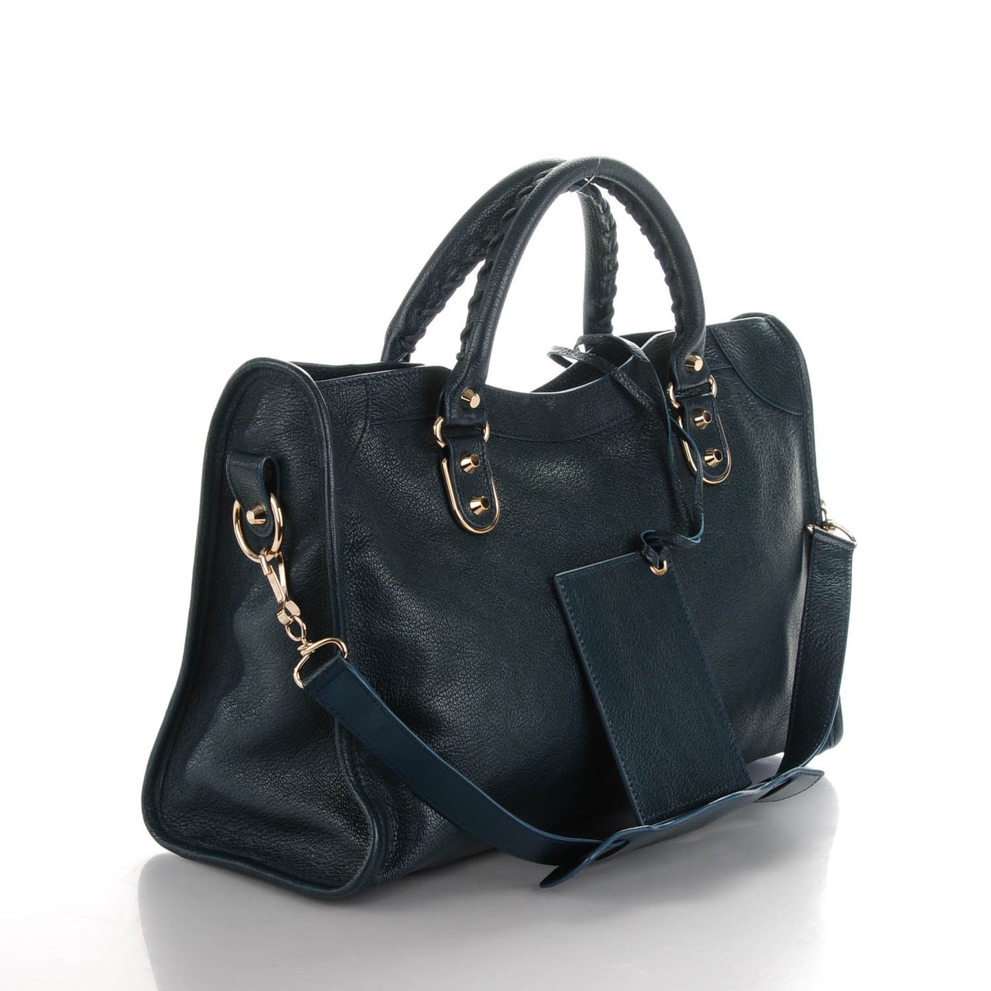 Chevre Gold Metallic Edge Hardware City Bleu Paon