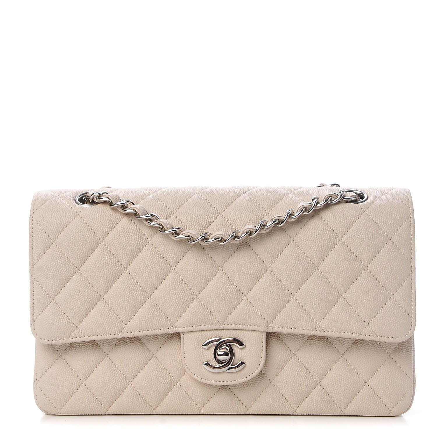 Chanel Caviar Quilted Medium Double Flap Light Beige 1 of 8