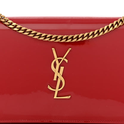 Saint Laurent Patent Calfskin Monogram Kate Wallet On Chain Rouge Eros 5 of 10