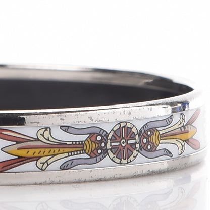 Hermes Enamel Printed Narrow Bracelet 65 White 5 of 7