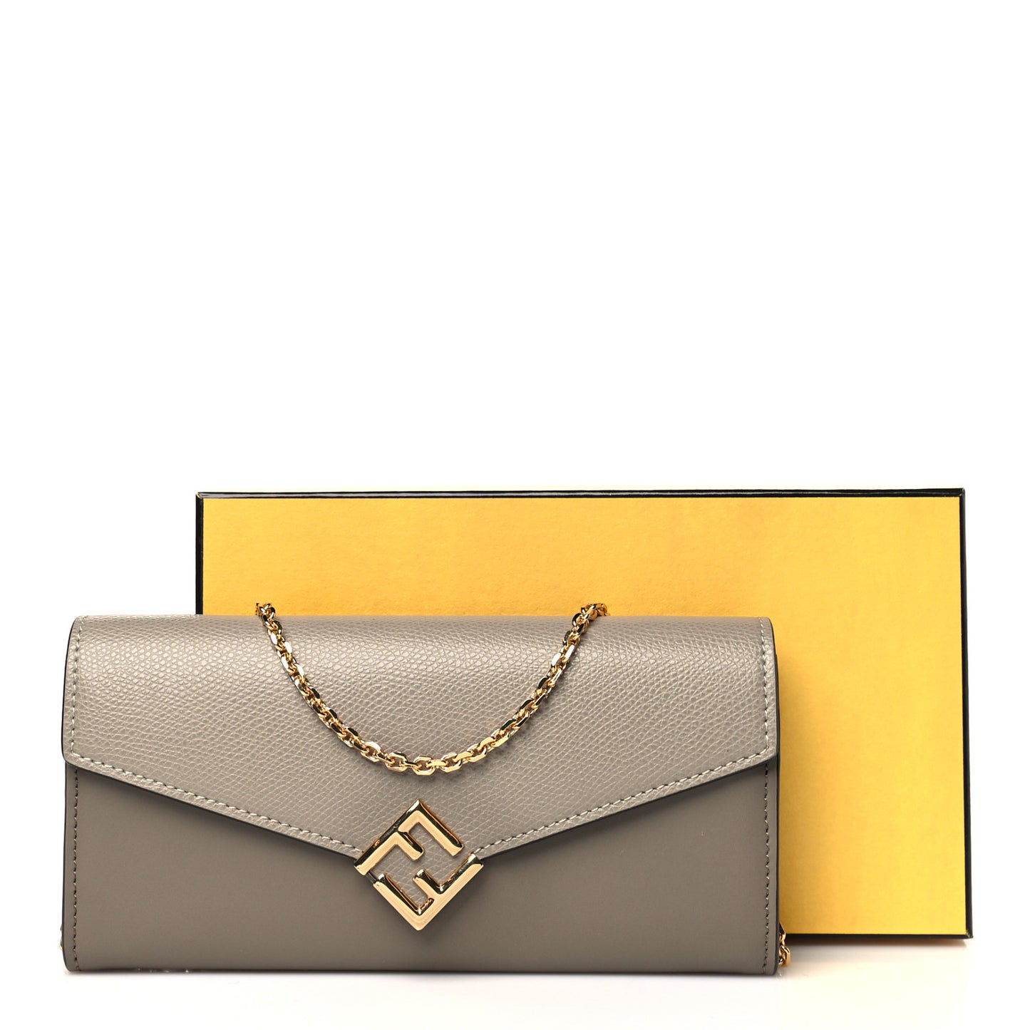 Vitello King Cruise FF Diamonds Continental Envelope Wallet On Chain Truffle Dove