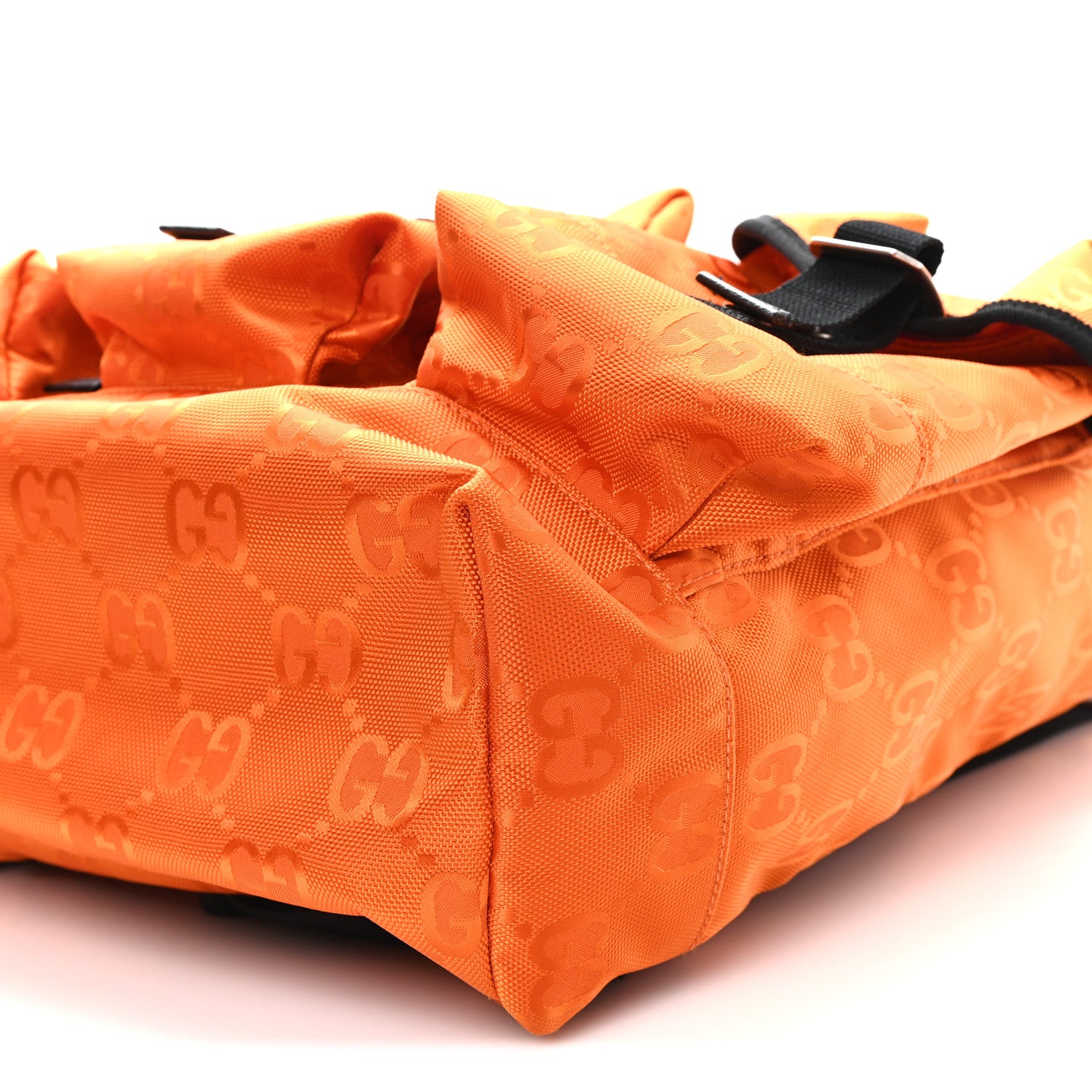Gucci Econyl Nylon Monogram Off The Grid Utility Pocket Backpack Carrot Orange Black 10 of 10