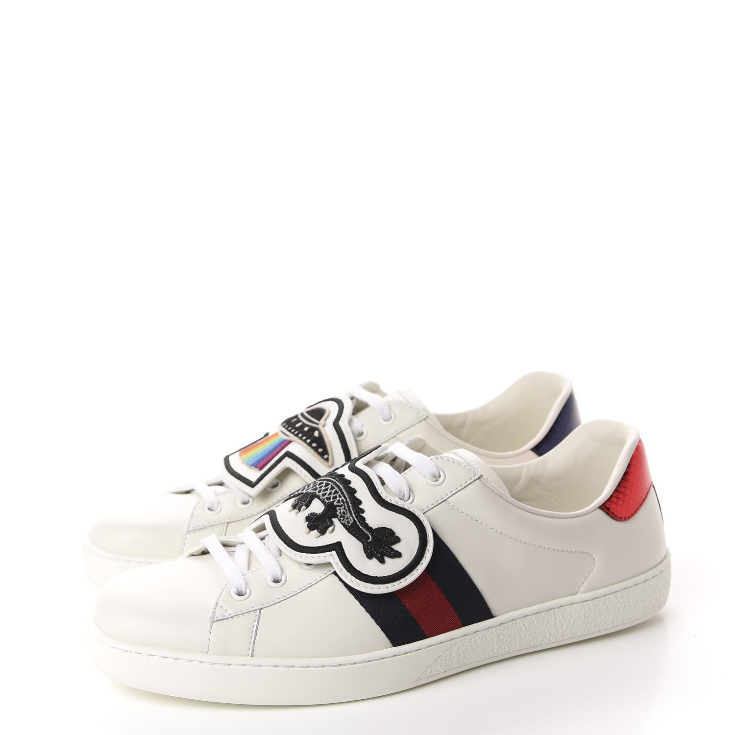 Gucci Calfskin Ayers Web UFO Dragon Embroidered Mens Ace Sneakers 11 White 3 of 10