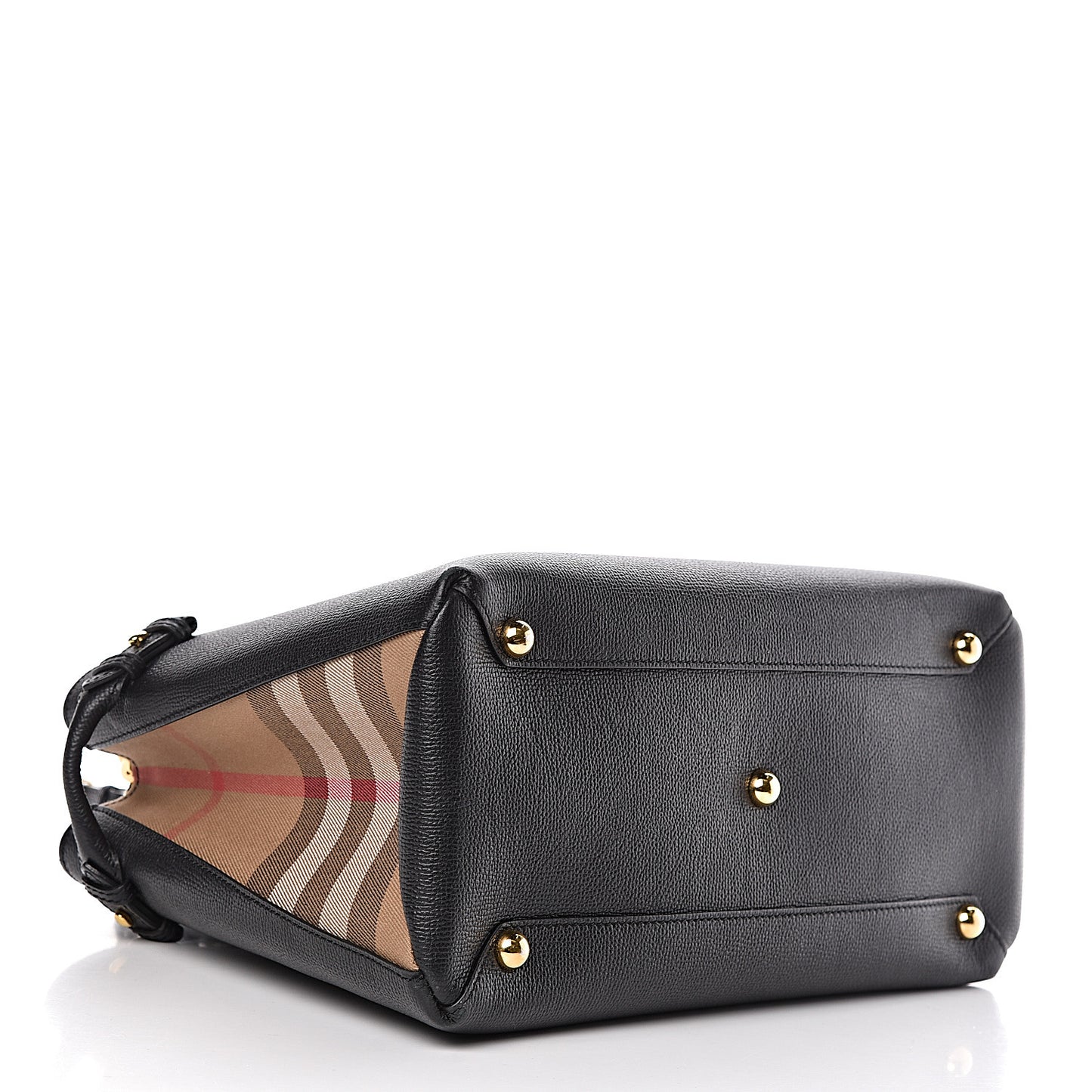 Grainy Calfskin House Check Medium Banner Tote Black