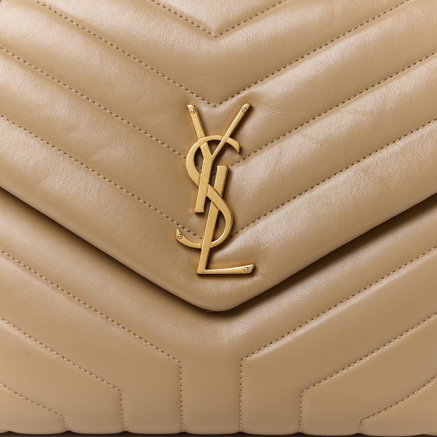 Calfskin Y Quilted Monogram Medium Loulou Chain Satchel Dark Beige