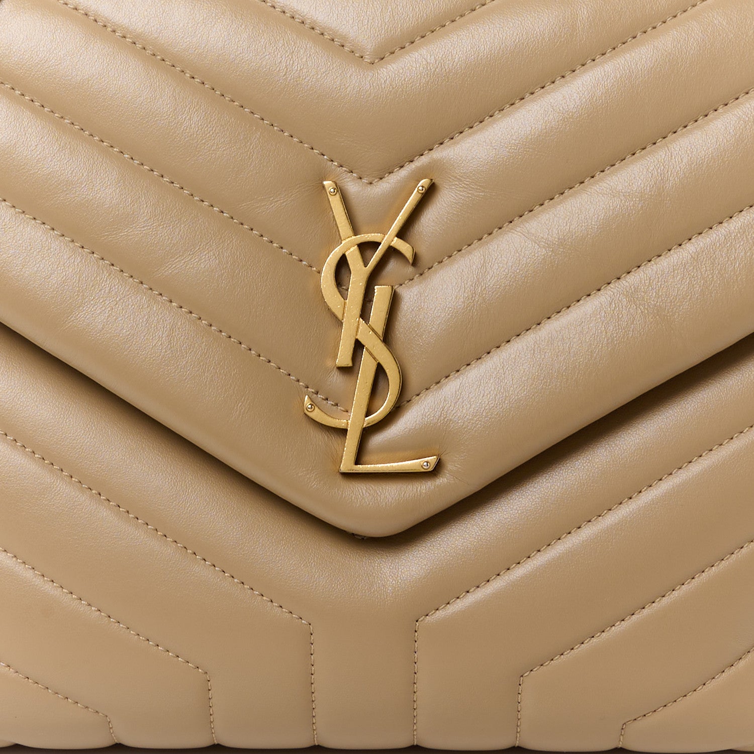 Saint Laurent Calfskin Y Quilted Monogram Medium Loulou Chain Satchel Dark Beige 10 of 13