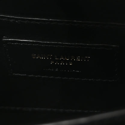 Saint Laurent Calfskin Crocodile Embossed Mini Classic Monogram Cassandra Top Handle Black 6 of 10